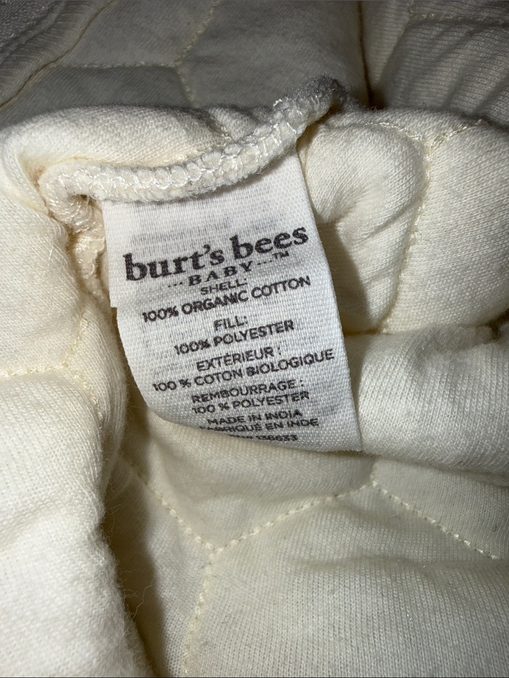 2 PC Set Burts Bees Baby Organic Cotton Quilted Bunting + Onesie Sweater 6-9M - Picture 9 of 9